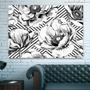 Tablou flori alb-negru