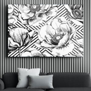Tablou flori alb-negru