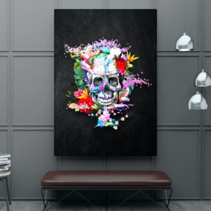 Tablou modern craniu flori