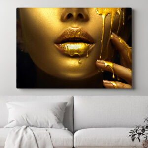 Tablou portret buze aurii