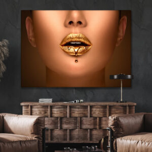 Tablou femeie buze aurii