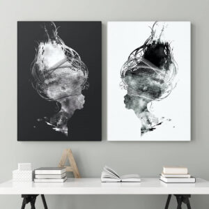 Tablouri abstracte alb-negru